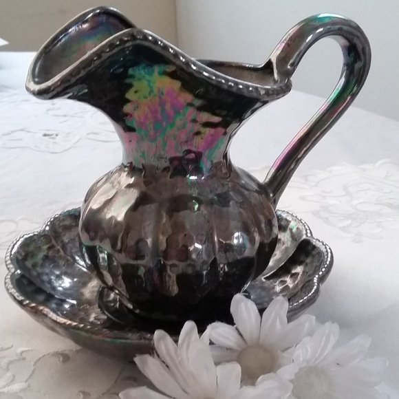 Vintage Other - ⭐️HOST Pick⭐️ Multicolor Miniature Pewter Appearance Pitcher and Bowl Set